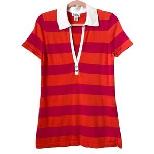 Vintage Lilly Pultizer Polo Shirt Womens Small Striped Y2K‎ Preppy Pink Orange